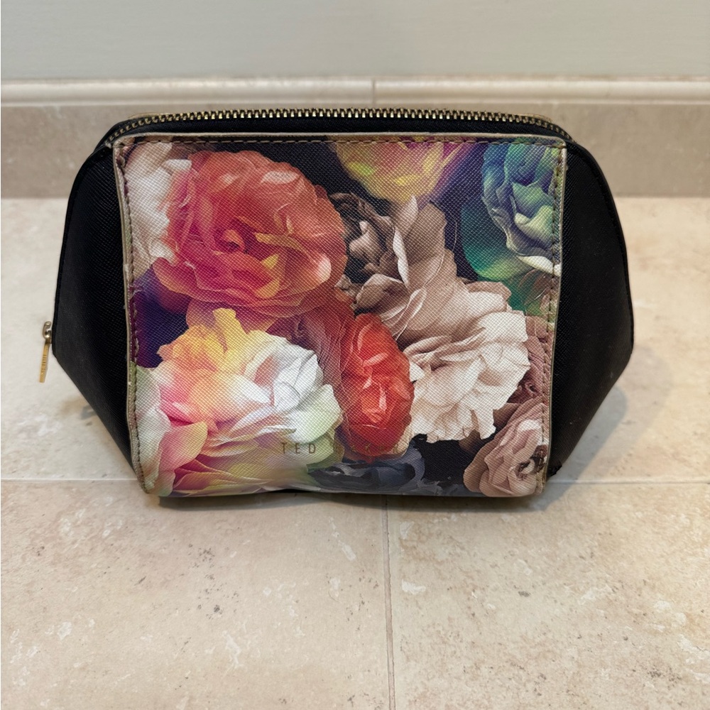 Ted Baker Black Cosmetic Bag with Floral Design